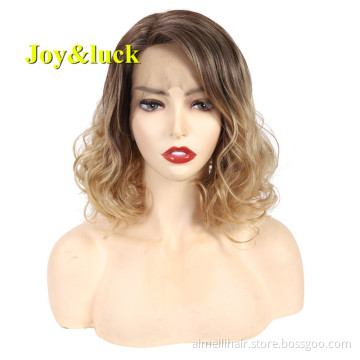 Ladies Hair Wholesale Wigs Lacefront Front Lace Brown Ombre Blonde Natural Short Curly Hair Lace Front Synthetic Hair Wigs